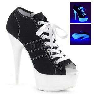 Černý Neon 15 cm DELIGHT-600SK-01 plátno tenisky na podpatku