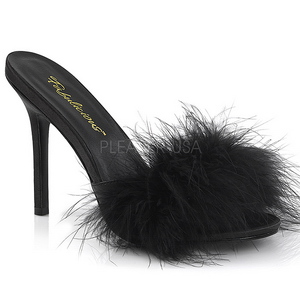 Černý Peří 10 cm CLASSIQUE-01F Pantofličky na Podpatku pro Muže