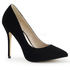Černý Samet 13 cm AMUSE-20 Lodičky Dámské Stiletto Podpatků