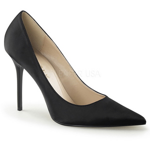 Černý Satén 10 cm CLASSIQUE-20 velké velikosti stilettos boty