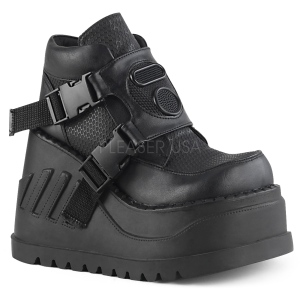 Černý Vegan 12 cm STOMP-15 Gothic Kotníkové Kozačky Klínové