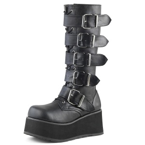 Černý Vegan 8,5 cm TRASHVILLE-518 demonia kozačky - unisex kozačky na platformě