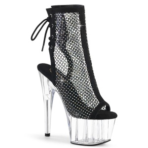 Černý strass kamen 18 cm ADORE-1018RM pleaser kozačky na podpatku