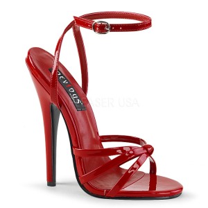 Červený 15 cm DOMINA-108 fetiš boty na podpatku
