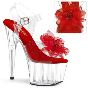 Červený 18 cm ADORE-708BFL pleaser sandály na platformě
