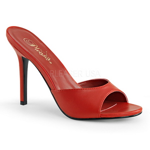 Červený Koženka 10 cm CLASSIQUE-01 velké velikosti pantofle dámské