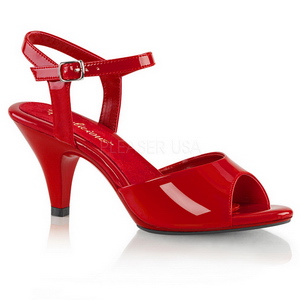 Červený Lakované 8 cm BELLE-309 Dámské Sandály Podpatky