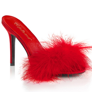 Červený Peří 10 cm CLASSIQUE-01F Pantofličky na Podpatku pro Muže