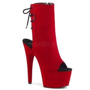 Červený faux suede 18 cm ADORE-1018FS kotníkové kozačky pro tanec na tyči