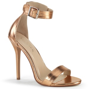 zlato růžový 13 cm Pleaser AMUSE-10 dámské sandály na podpatku