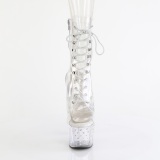 1021C-7 - 18 cm pleaser kozačky na vysoké podpatky strass průhledné
