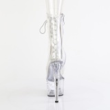 1021C-7 - 18 cm pleaser kozačky na vysoké podpatky strass průhledné