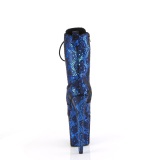 1040SPF - 20 cm pleaser kozačky na vysoké podpatky hadí vzor modré