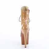 ADORE-1020DC - 18 cm platformě kozačky na vysoké podpatky lakované toffee
