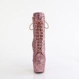 ADORE-1020GWR 18 cm pleaser kozačky na vysoké podpatky glitter zlato růžový