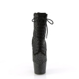 ADORE-1020RM 18 cm pleaser kozačky na vysoké podpatky strass cerny