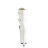 ADORE-1043 - 18 cm platformě kozačky na vysoké podpatky vegan bílé