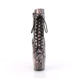ADORE - 18 cm pleaser kozačky na vysoké podpatky hadí vzor ruzovy