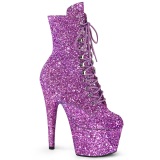 ADORE-GWR 18 cm pleaser kozačky na vysoké podpatky glitter levandule