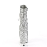 ADORE-GWR 18 cm pleaser kozačky na vysoké podpatky glitter stribro