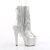 BEJ-1017RSF-7 - 18 cm pleaser kozačky na vysoké podpatky strass průhledné