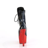 BEJ-1020-7 - 18 cm pleaser kozačky na vysoké podpatky strass cerny cerveny