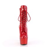 BEJ-1020-7 - 18 cm pleaser kozačky na vysoké podpatky strass cerveny