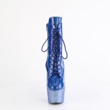 BEJ-1020-7 - 18 cm pleaser kozačky na vysoké podpatky strass modré