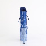 BEJ-1020-7 - 18 cm pleaser kozačky na vysoké podpatky strass modré