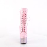 BEJ-1020-7 - 18 cm pleaser kozačky na vysoké podpatky strass ruzovy