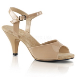 Bezový Lakované 8 cm BELLE-309 Dámské Sandály Podpatky