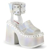 Bílá 13 cm Demonia CAMEL-102 Platformě Sandály