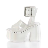 Bílá 13 cm Demonia CAMEL-102 Platformě Sandály