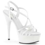 Bílá 15 cm Pleaser DELIGHT-613 Sandály na vysokém podpatku