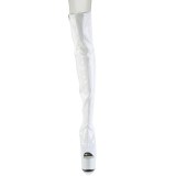 Bílá 18 cm ADORE-3011HWR Hologram platformě overknee kozačky otevřenou špičkou
