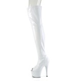 Bílá 18 cm ADORE-3011HWR Hologram platformě overknee kozačky otevřenou špičkou