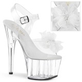 Bílá 18 cm ADORE-708BFL pleaser sandály na platformě