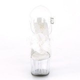 Bílá 18 cm ADORE-708BFL pleaser sandály na platformě
