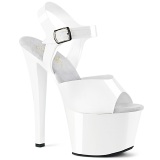Bílá 18 cm SKY-308N JELLY-LIKE stretch sandaly na platformě a podpatku