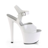 Bílá 18 cm SKY-308N JELLY-LIKE stretch sandaly na platformě a podpatku
