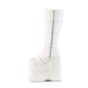 Bílá 18 cm STACK-301 demonia kozačky - unisex cyberpunk boty