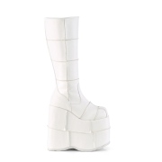 Bílá 18 cm STACK-301 demonia kozačky - unisex cyberpunk boty