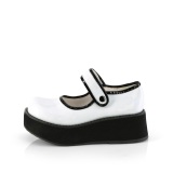 Bílá 6 cm SPRITE-01 mary jane boty s platformě