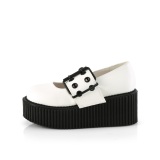 Bílá 7,5 cm CREEPER-230 Maryjane creepers na přezka