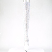 Bílá Flitry 20 cm ADORE-3020 platformě overknee kozačky pro tanec na tyči