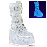 Bílá Glitter 14 cm SWING-230G kozačky cyberpunk na platformy