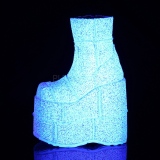 Bílá Glitter 18 cm STACK-201G Pánské Bílé Kozačky Platformě