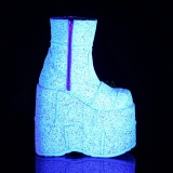 Bílá Glitter 18 cm STACK-201G Pánské Bílé Kozačky Platformě