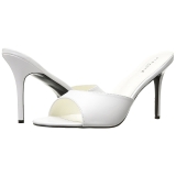 Bílá Koženka 10 cm CLASSIQUE-01 velké velikosti pantofle dámské