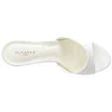 Bílá Koženka 10 cm CLASSIQUE-01 velké velikosti pantofle dámské